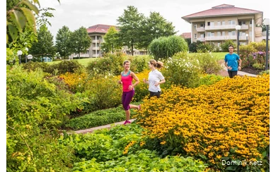 Der Kurpark Bad Sassendorf bietet vielfältige Möglichkeiten, aktiv zu werden und etwas für die Gesundheit zu tun, z. B. verschiedene Laufstrecken.