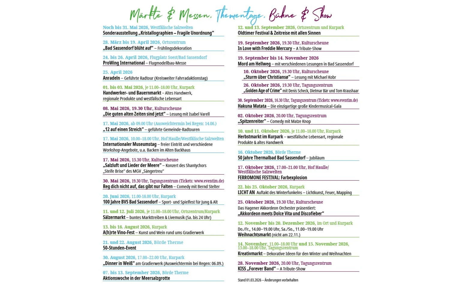 Veranstaltungshöhepunkte - Titelbild