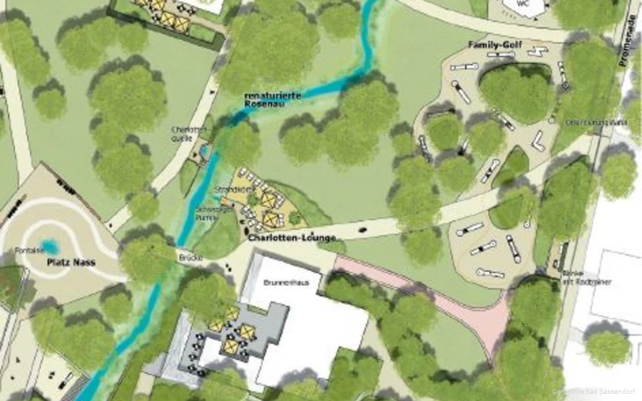 Mit dem Projekt "Kurpark 3.0" entstehen viele neue Angebote im Kurpark Bad Sassendorf, z. B. ein Barfußpfad und ein Niedrigseilgarten.