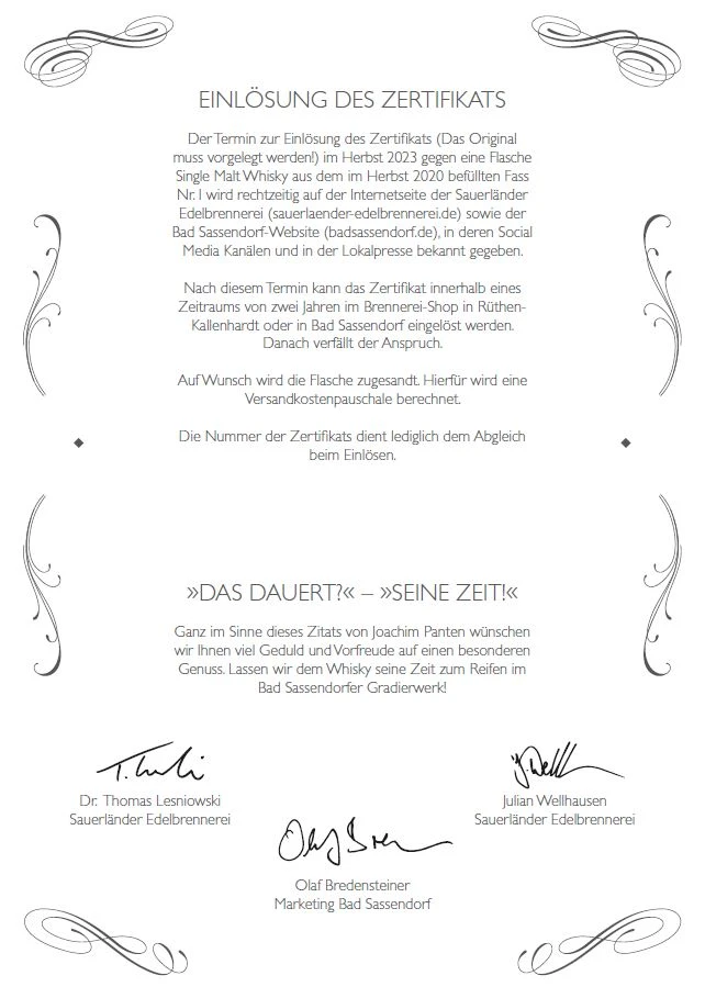 Bild vom Zertifikat Whisky_Rückseite