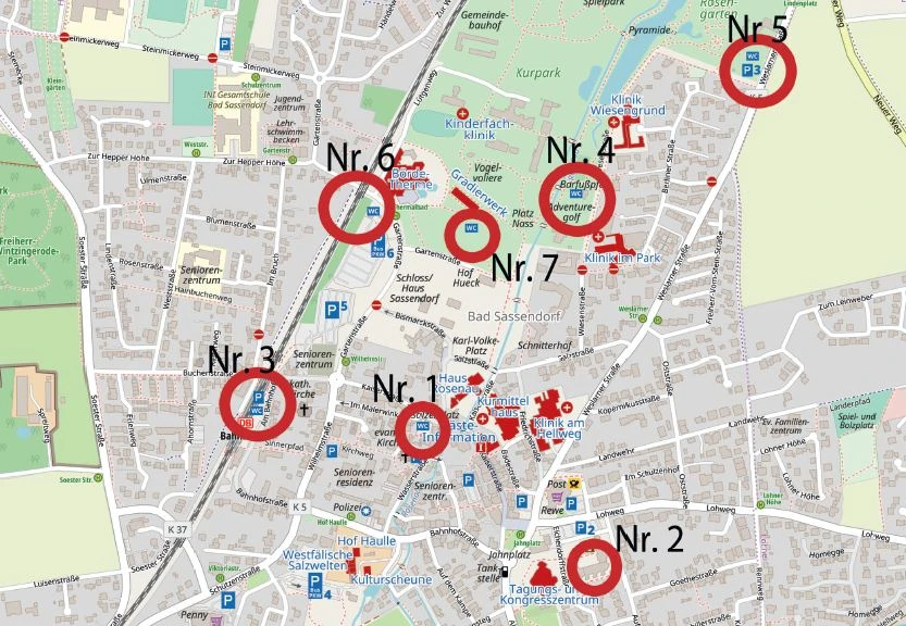 &Uuml;bersicht WCs in Bad Sassendorf